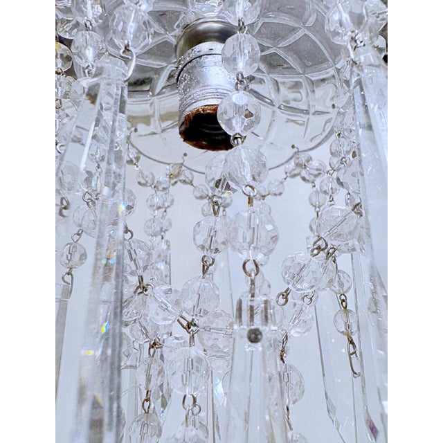 Silver 1950s Parachute Chandelier With Hand Cut Glass Dish For Sale - Image 8 of 9