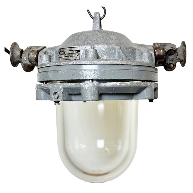 Dark Grey Cast Aluminium Explosion Proof Lamp from Elektrosvit, 1970s For Sale