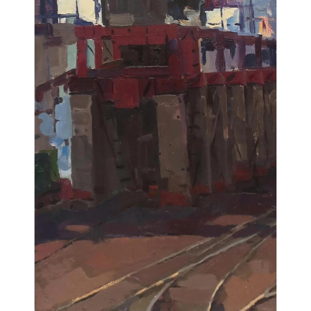 Original Oil Painting – Socialist Realism Industrial Landscape, 1969 For Sale - Image 4 of 6