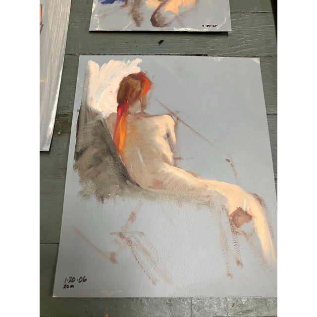 Contemporary Gallery Wall 4 Original Abstract Expressionist Female Nude Study Paintings-Set of 4 For Sale - Image 4 of 6