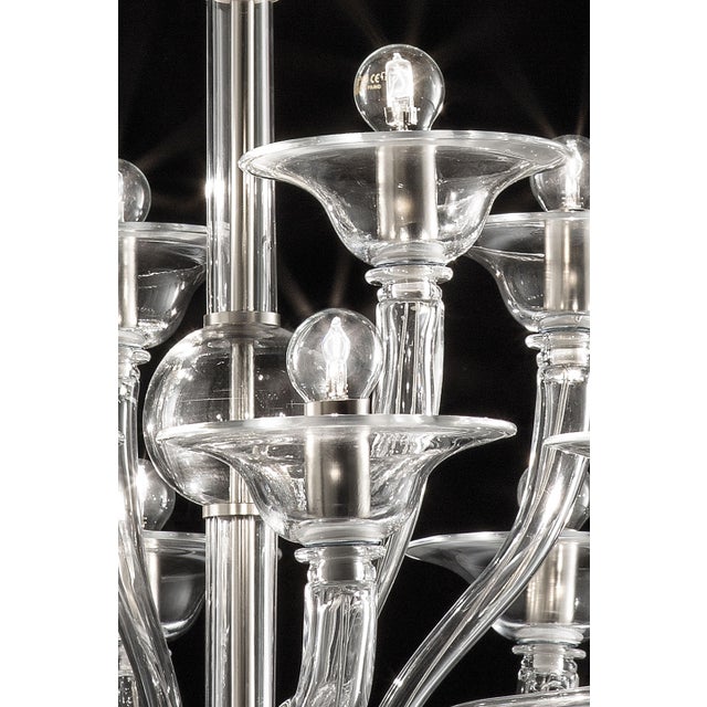 Contemporary Modern Transparent Linear Murano Glass Chandelier For Sale - Image 3 of 6