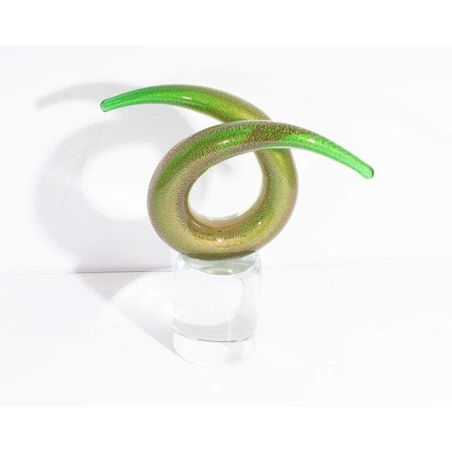 Green Murano Italy Glass Twist Sculpture For Sale - Image 8 of 10