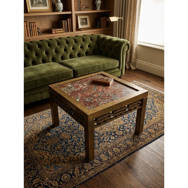 Metal 1960s Chinoiserie Brass and Marble Side or Coffee Table For Sale - Image 7 of 7
