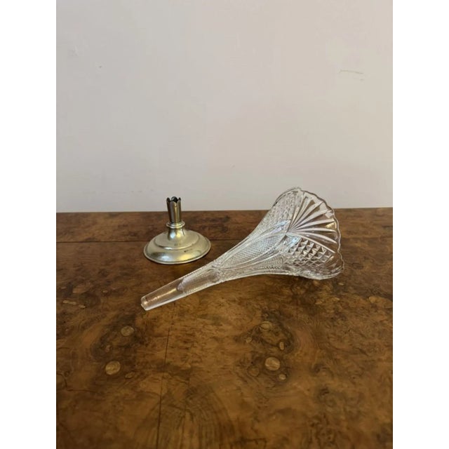 Antique Edwardian Cut Glass and Silver Plated Spill Vase, 1900 For Sale - Image 3 of 6