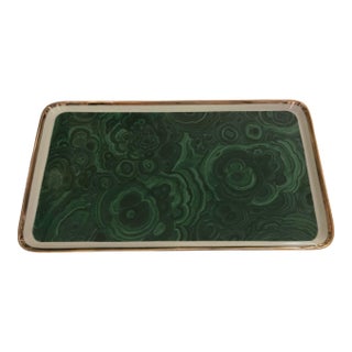 Vintage Neiman Marcus Porcelain Malachite Tray For Sale