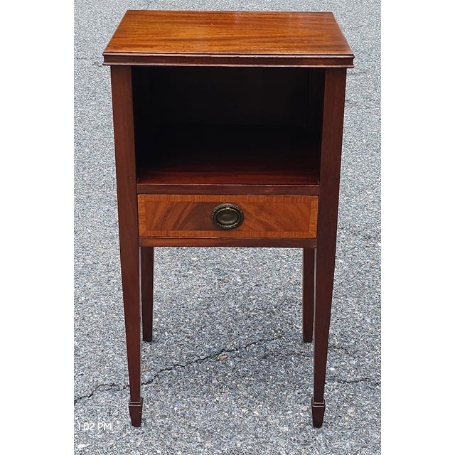 Wood Georgian Style Mahogany Two-Tier Single Drawer BedSide Table For Sale - Image 7 of 12