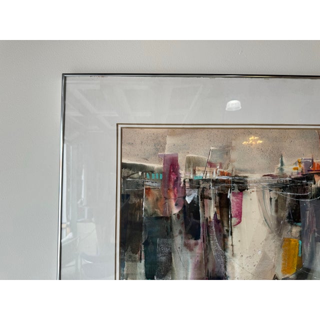 1980's Tom Anderson Abstract Expressionist Water Color Painting, Framed For Sale - Image 4 of 12