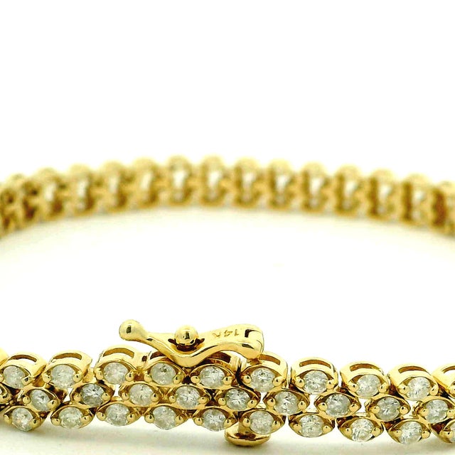 1990s 14k Yellow Gold Three-Row Diamond Bracelet, 7.80 Carats For Sale In Miami - Image 6 of 14
