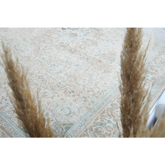 1970s Vintage Persian Handmade Wool Cotton Light Beige Area Rug For Sale - Image 11 of 11
