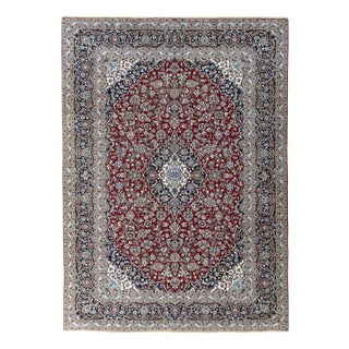 Hand-Knotted Cork Wool Kashan Rug with Medallion Design, 2000s For Sale
