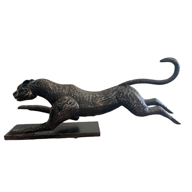 20th Century Brutalist Metal Running Cheetah Sculpture Chairish
