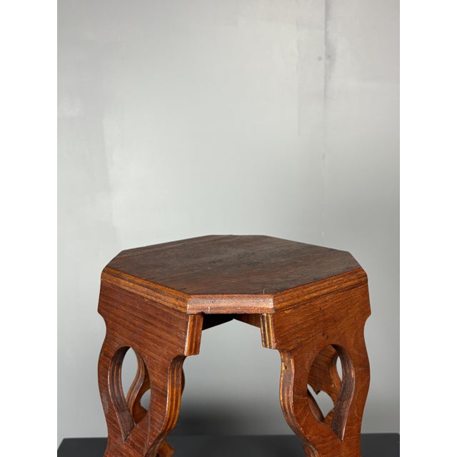 Wood Mid-Century Modern French Artisanal Octagonal Hand Crafted Stool, 1950s For Sale - Image 7 of 12