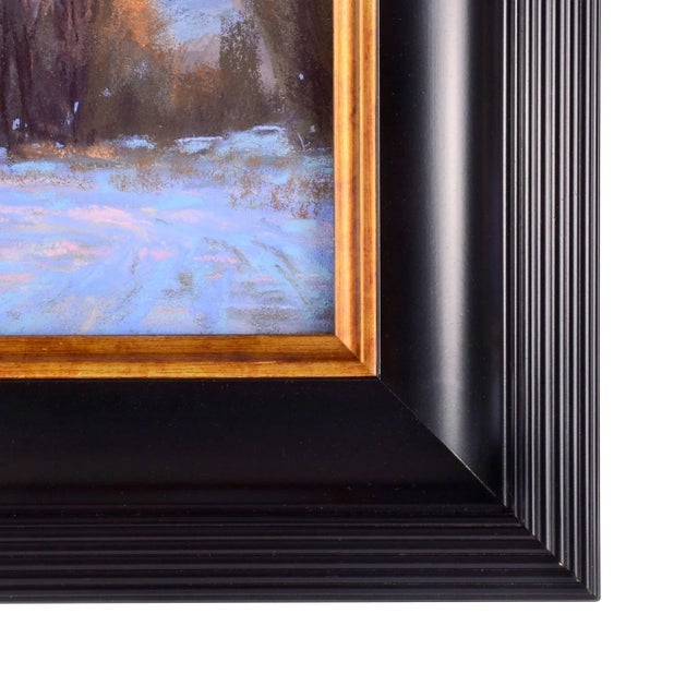 American "Winter Homecoming" Joe Mancuso Landscape Oil Pastel Drawing, Framed For Sale - Image 3 of 6