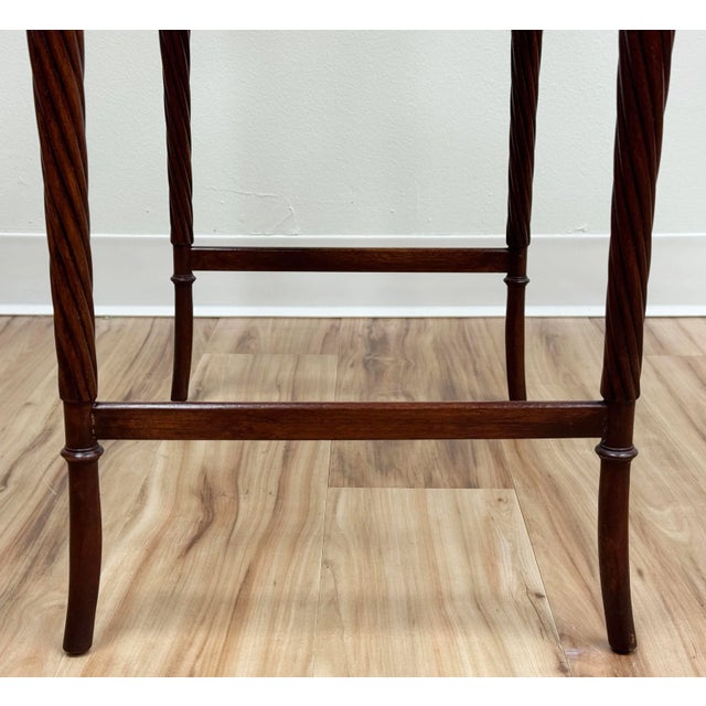 Antique Leather Top Carved Wood Tea Table For Sale - Image 12 of 12