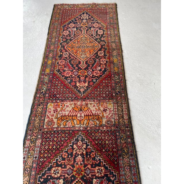 Antique Runner KISSING LIONS LEOPARDS with Duel Feline Subjects Rug 2.11 x 10.6 For Sale - Image 13 of 13