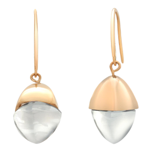 Emporio Armani Vintage 18k Gold and Crystal Pendant Hoop 1.64 Inch Long Earrings, Set of 2