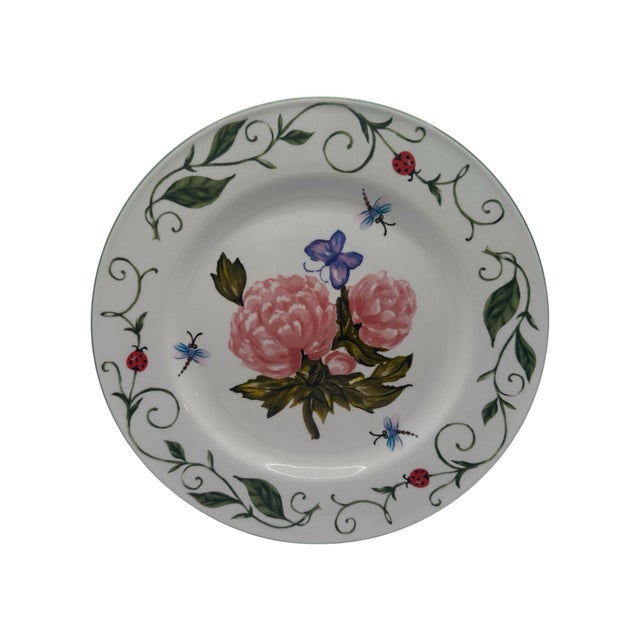 1990s Vintage Botanical Garden Dinner Plates - A Pair For Sale - Image 5 of 12