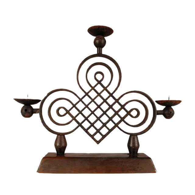 French Art Deco Wrought Iron Candleholder by Gilbert Poillerat, 1940s For Sale