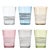 Handmade colored tumblers in mass-colored glass, blown in light shades with a spiral of "lattimo" glass threads applied...