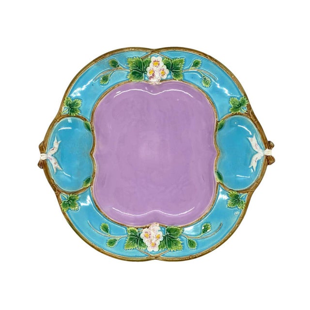 Ceramic George Jones Majolica 'Strawberry Tray' With Cream & Sugar Wells, English, 1873 For Sale - Image 7 of 7