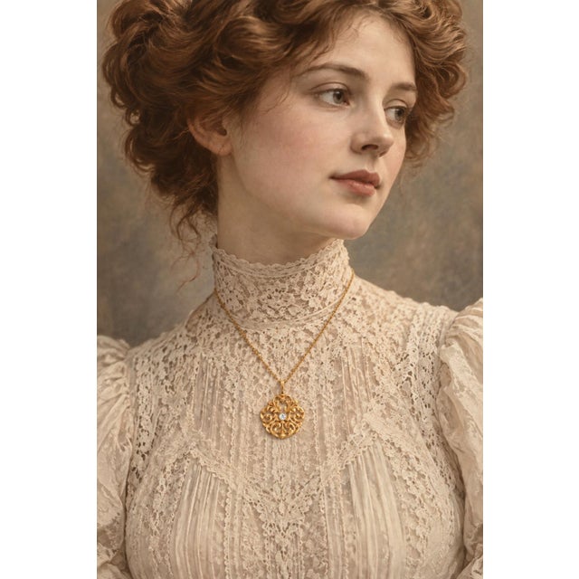 19th Century Victorian 18 Karat Hand Pierced and Carved Old Mine Cut Diamond Pendant For Sale - Image 4 of 4