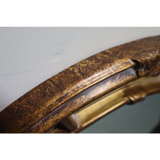 Wood Large Hollywood Regency Style Mirror With Gold Wooden Frame For Sale - Image 7 of 9