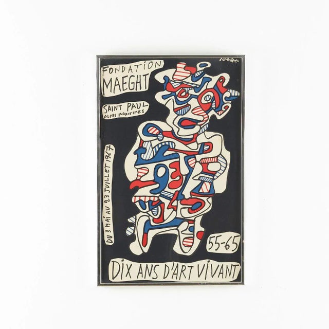 Jean Dubuffet 1960s Vintage Jean Dubuffet “Dix Ans D’art Vivant” Framed Poster For Sale - Image 4 of 4