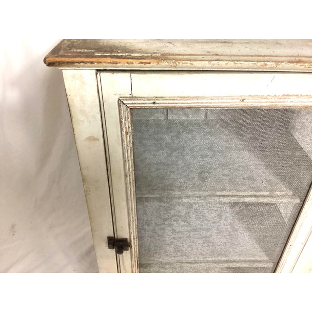 Paint Late 19th Century Early American Small Primitive Pie Safe Cupboard in White Paint For Sale - Image 7 of 10