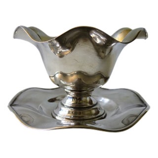 Silver Plated Sauce Bowl on Foot-Plate, Sweden, 1900s For Sale