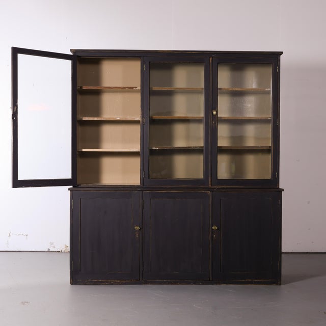 English English Glazed Painted Bookcase With Adjustable Shelving - Circa 1880 For Sale - Image 3 of 13