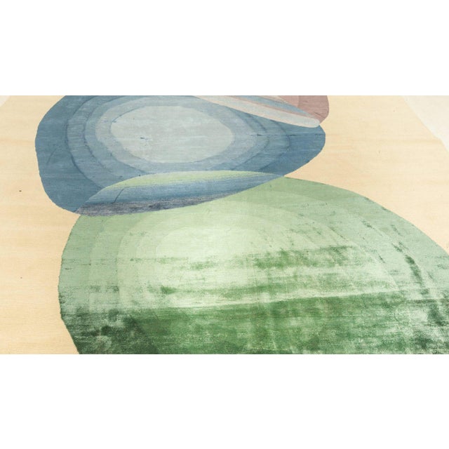 Textile Modern Oasis Hand Knotted Wool, Silk Rug by Doris Leslie Blau For Sale - Image 7 of 8