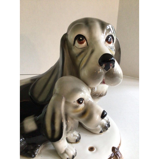 1950s Japanese Porcelain Hound Dog and Pup on Pillow For Sale In New York - Image 6 of 9