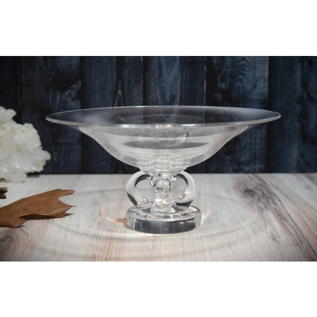 1950s #7884 Steuben Scrolled Footed Tazza Pedestal Glass Bowl Mid Century Modern For Sale - Image 15 of 17
