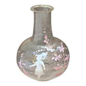 Antique M. Gregory Enamel Painted Glass Vase