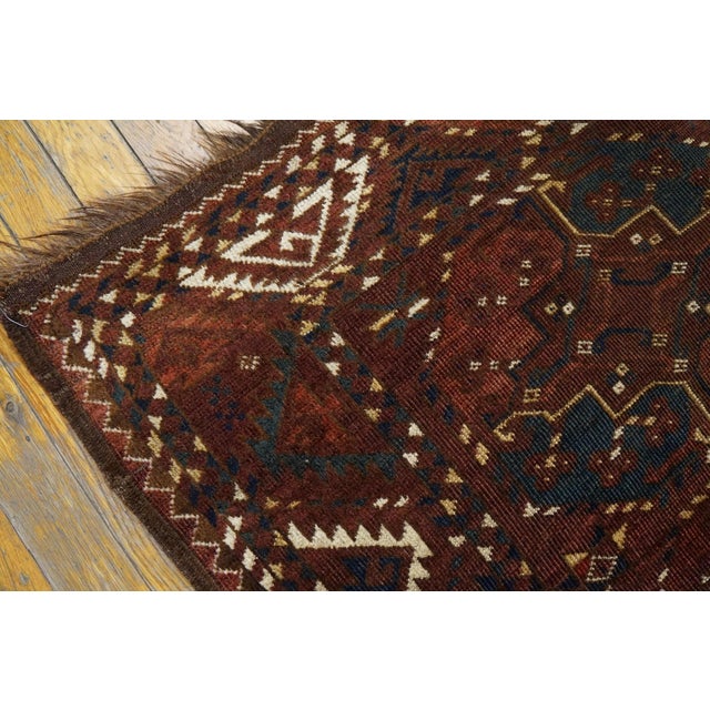 1860s Deep Brick Red Octagonal Gul Antique Wool Ersari-Beshir Rug 6'6"x8' Carpet For Sale - Image 4 of 5