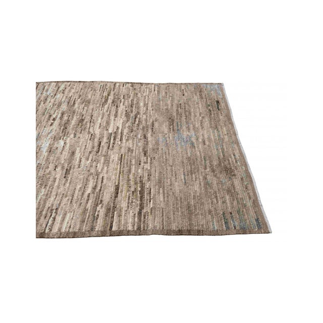 Taupe & Brown Hand Knotted Wool Rug For Sale - Image 4 of 6
