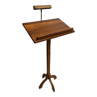 French Walnut Music Stand With Brass Light For Sale