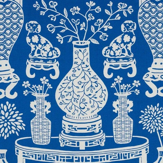 Chinoiserie Sample - Schumacher Hellene Fabric in Blue For Sale - Image 3 of 3