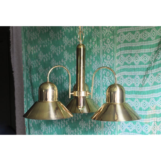 1980s Brass Shade Light Fixture With 3 Lights For Sale - Image 14 of 14
