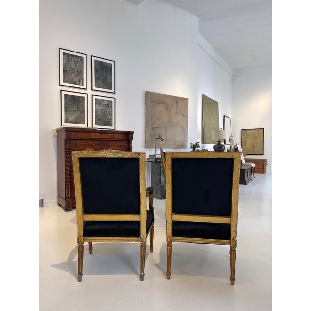 French Set of Four Louis XVI–Style Giltwood Armchairs, France, Late 19th Century For Sale - Image 3 of 12