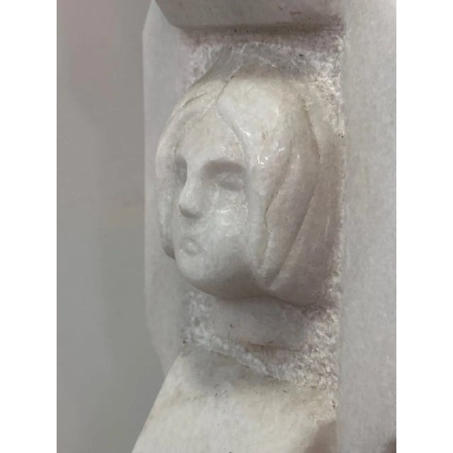 Gray White Marble Totem on Pedestal with Signature For Sale - Image 8 of 13