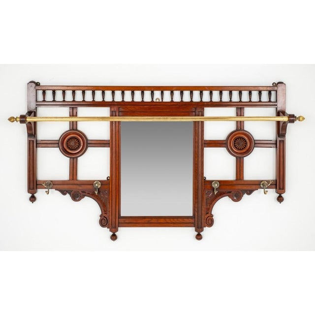 Victorian Hall Tree Coat Rack Mirror For Sale - Image 6 of 6