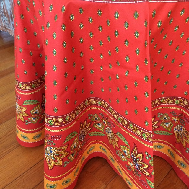 Red French 70 Inch Round Bistro Tablecloth 100 Cotton Made in France