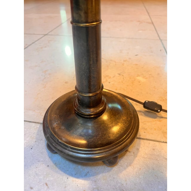 Mid 20th Century Mid 20th Century Pair of Frederick Cooper Bouillotte Table Lamps – Brass With Tôle Shades, 30” Tall For Sale - Image 5 of 9