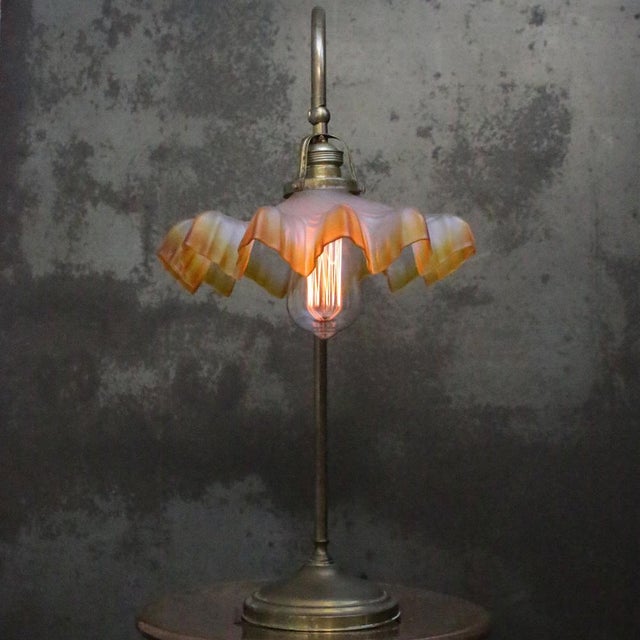 1920s Art Nouveau French Table Light in Brass and Glass For Sale - Image 5 of 11