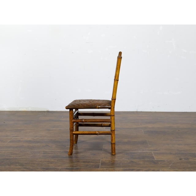 Small Signed Perret et Vibert Late 19th Century Chinoiserie Bamboo Chair For Sale - Image 10 of 12