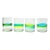 4 Mexican Handblown Aqua Blue Lime Green Banded Tumbler Drinking Glasses For Sale