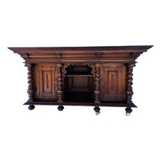 Antique Oak Buffet with Twisted Wooden Balusters, 1890-1910 For Sale