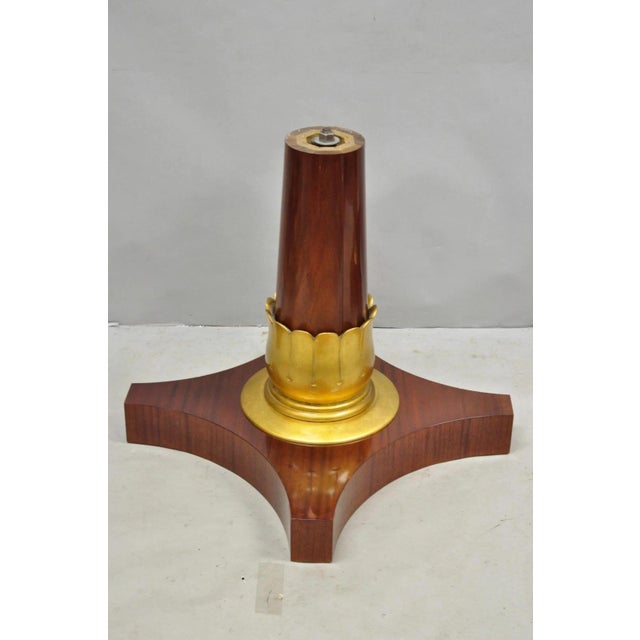 Vintage French Regency Style Mahogany & Gold Gilt Plume Table Pedestal Base (A) For Sale - Image 11 of 16