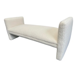 1980s Vintage White Boucle Upholstered Linear Bench Styled After Joe D’urso For Sale